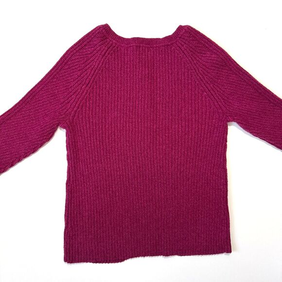 Women's Sundance Birdie Sweater Pink Rib Knit Silk Blend Henley Large - Picture 3 of 5